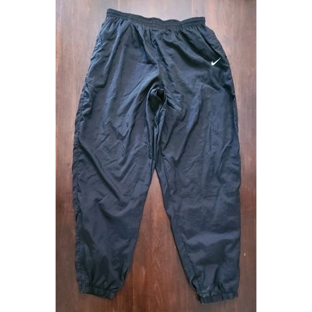 Vintage 90s Nike Windbreaker Pants XXL Black Nylon Lined Swoosh Track Pants